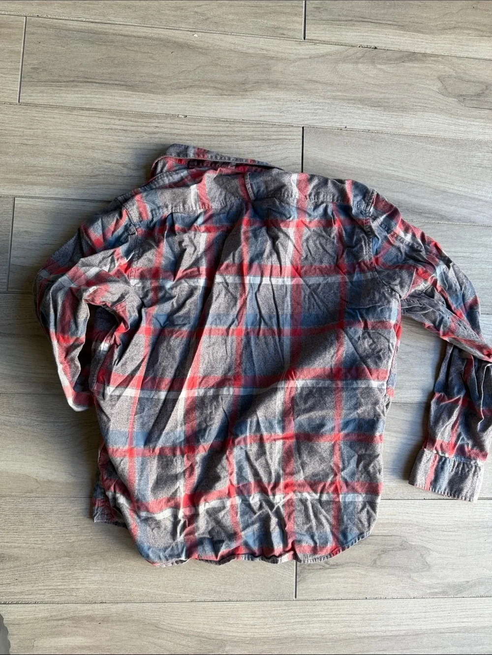 Banana Republic Plaid Button-Down Shirt in Red, Gray & Blue